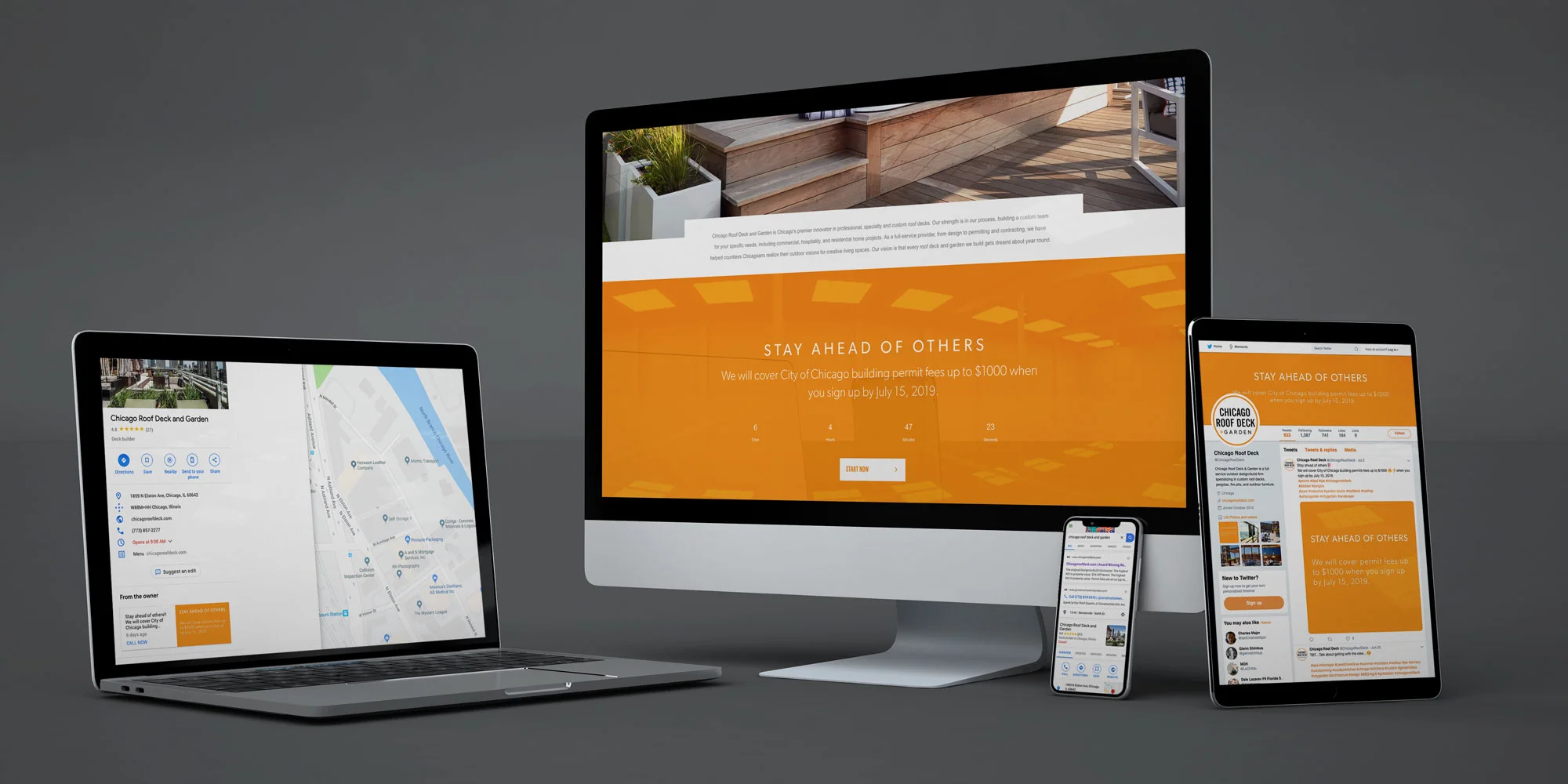 Chicago Roof Deck website across all devices - desktop, tablet, mobile