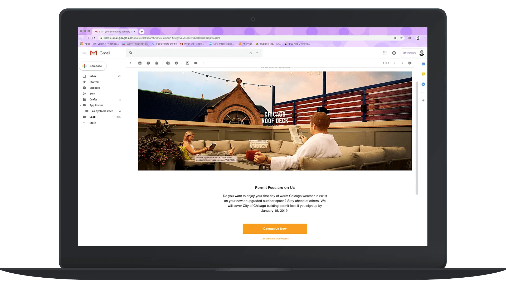 Custom email marketing campaign sample for Chicago Roof Deck
