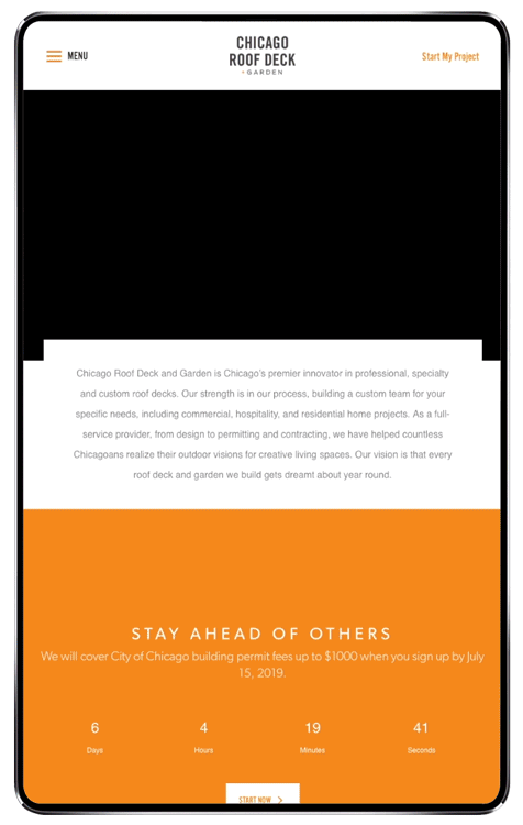 Chicago Roof Deck website iPad animation